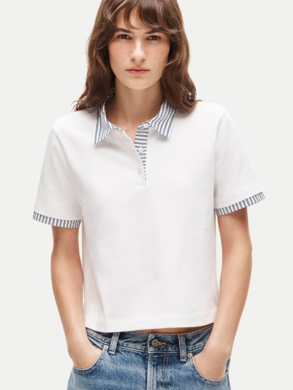 J crew Poplin-collar polo in mariner cotton